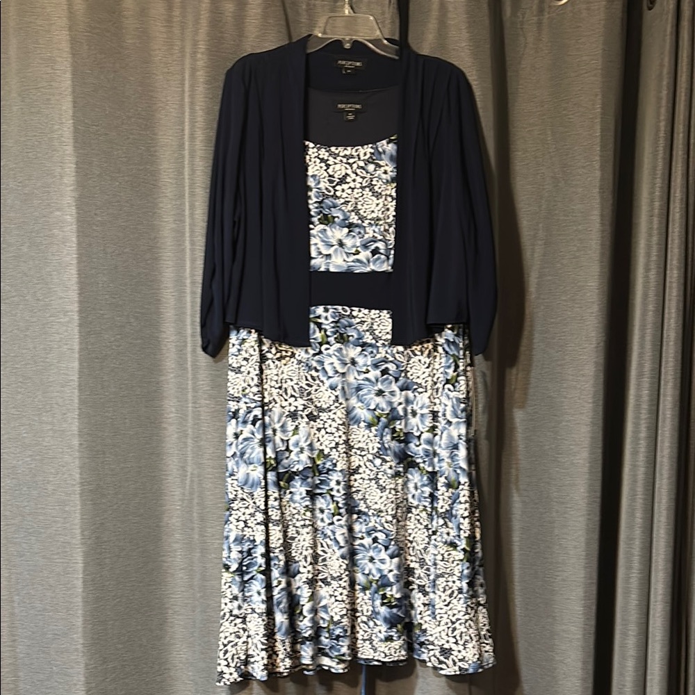 Perceptions Navy and White Floral Dress Set